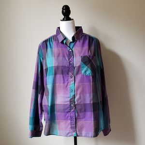 Vintage 80s plaid blouse